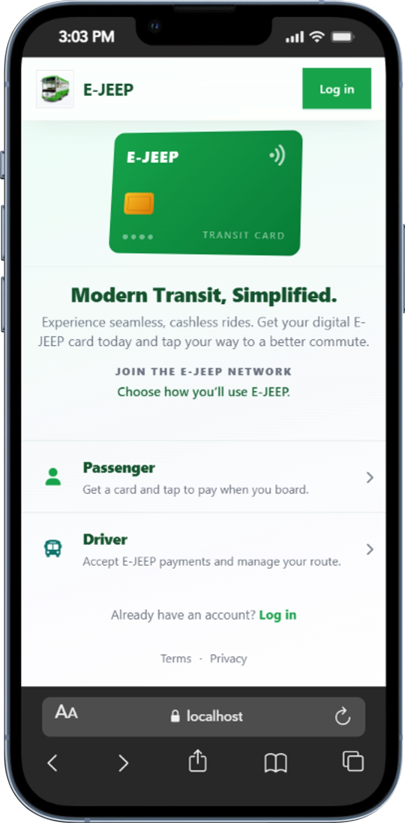 E-JEEP app dashboard screen